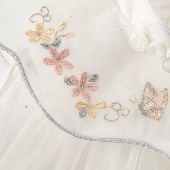 Beautiful White Dress with Embroidered Detail, Little Girls Dress - Picture 3 of 3